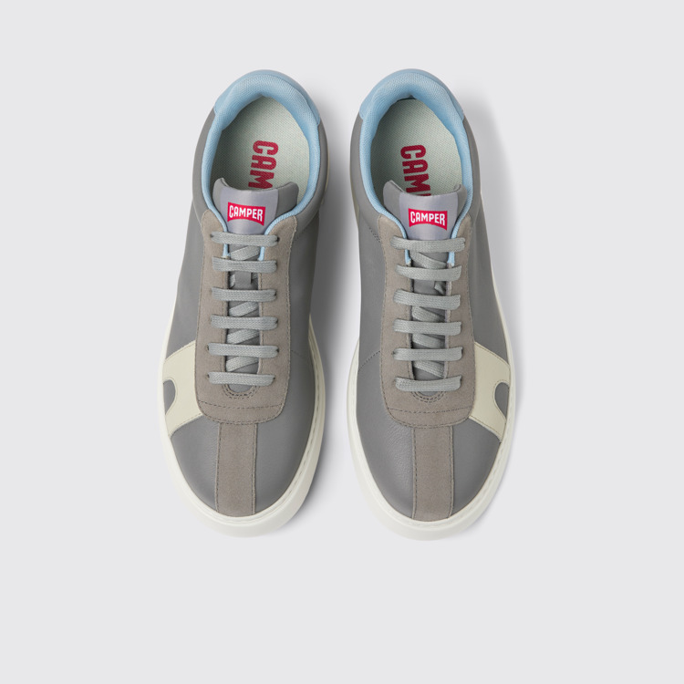 Overhead view of Runner K21 Gray leather and nubuck sneakers for men