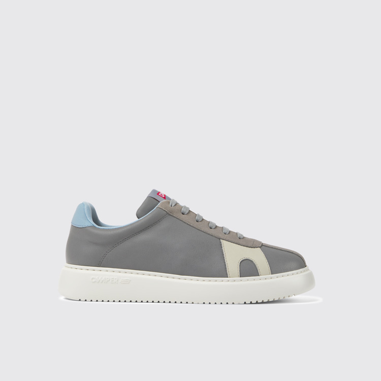 Side view of Runner K21 Gray leather and nubuck sneakers for men