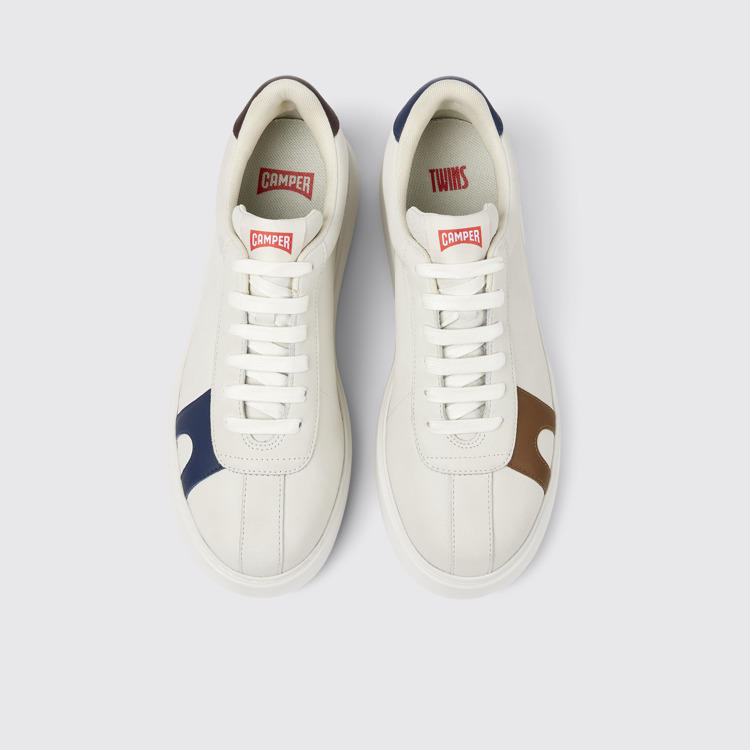 Overhead view of Twins White non-dyed leather sneakers for men