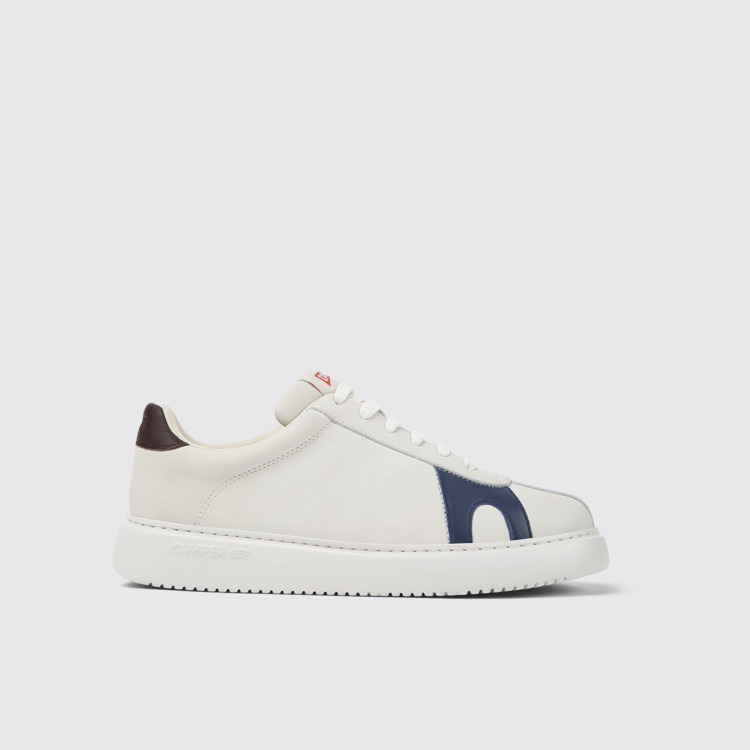 Side view of Twins White non-dyed leather sneakers for men