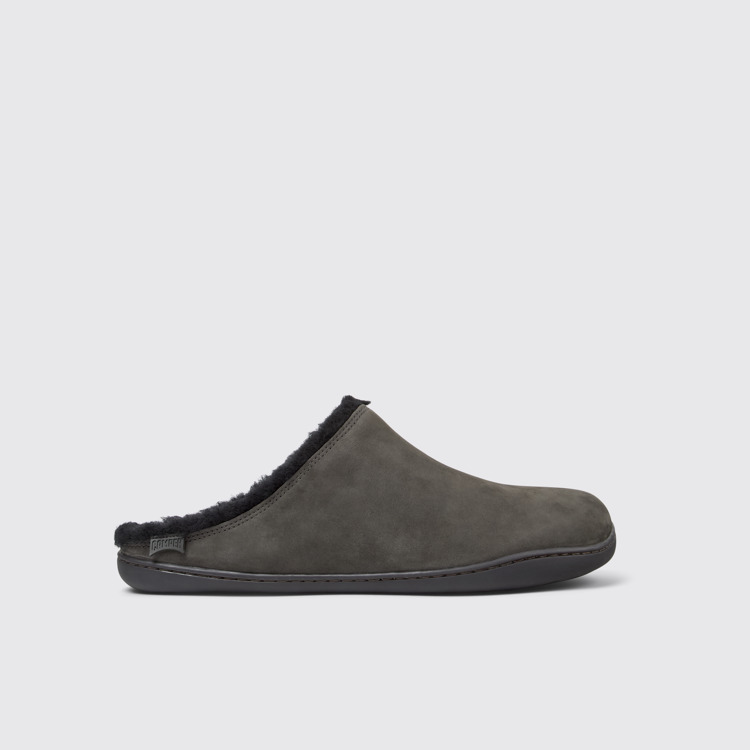 Side view of Peu Dark grey nubuck shoes for men