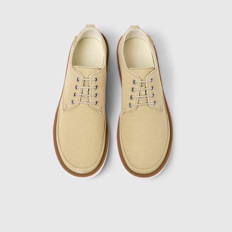 Overhead view of Wagon Beige textile and nubuck shoes for men