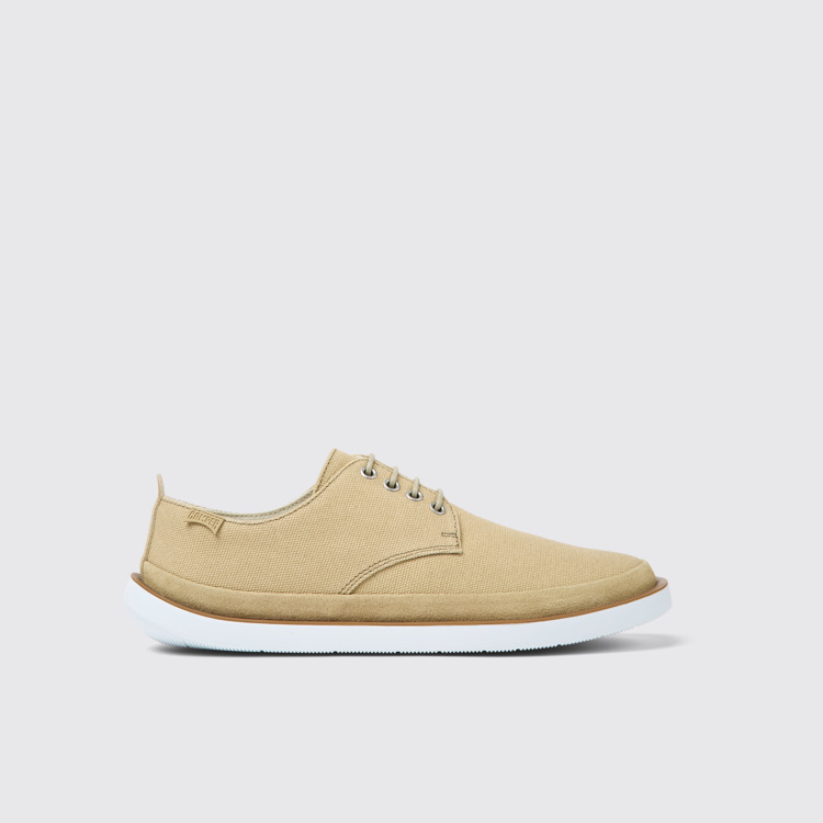 Side view of Wagon Beige textile and nubuck shoes for men