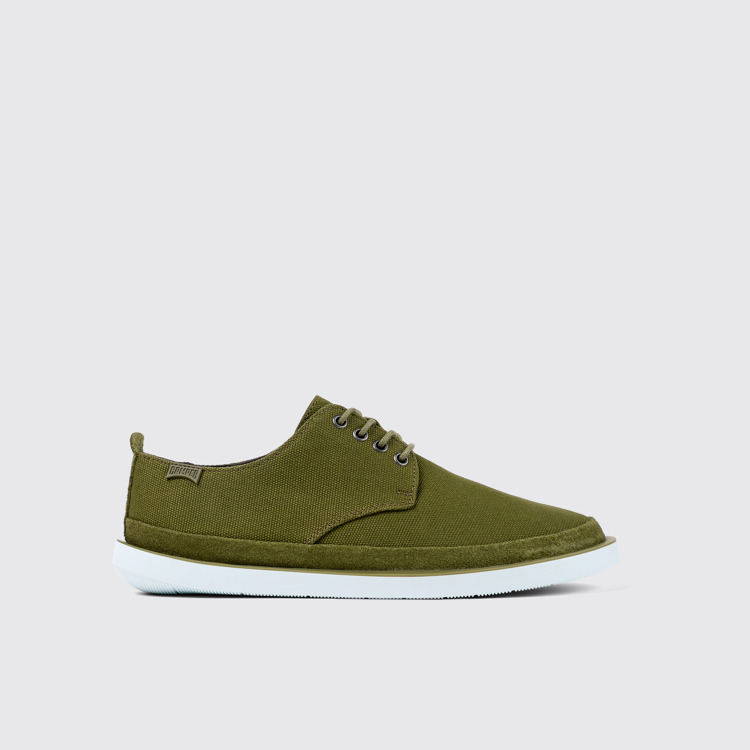 Side view of Wagon Green Textile/Nubuck Blucher for Men