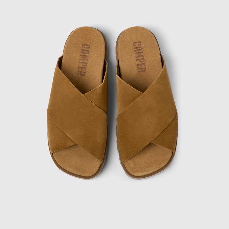 Overhead view of Brutus Sandal Brown nubuck sandals for men