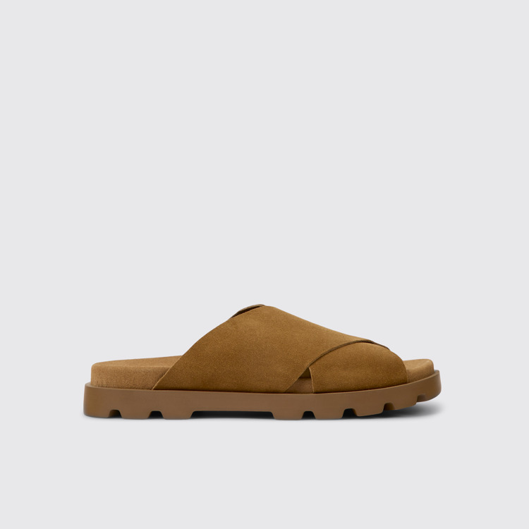 Side view of Brutus Sandal Brown nubuck sandals for men