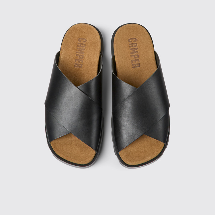 Overhead view of Brutus Sandal Black leather sandals for men