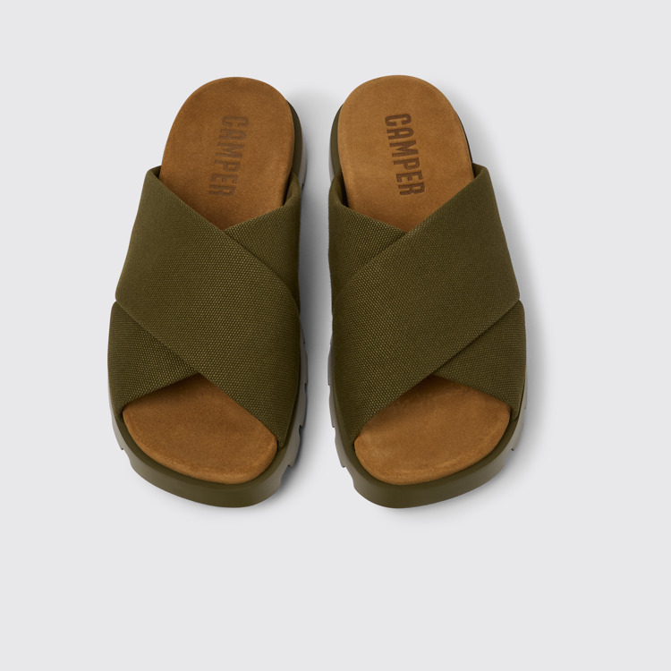 Overhead view of Brutus Sandal Green recycled cotton sandals for men