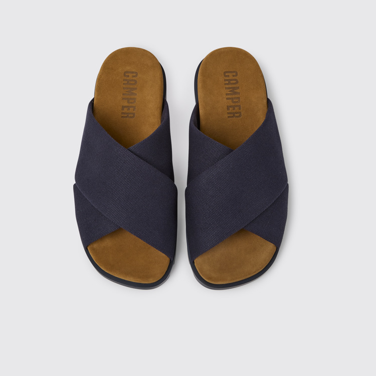 Overhead view of Brutus Sandal Blue recycled cotton sandals for men