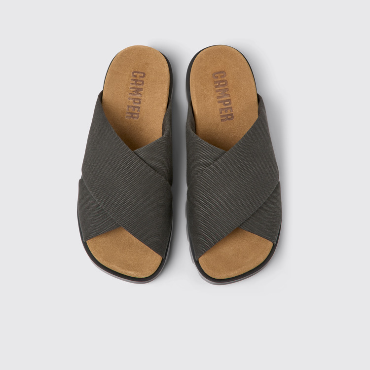 Overhead view of Brutus Sandal Gray recycled cotton sandals for men