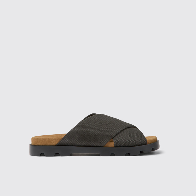 Side view of Brutus Sandal Gray recycled cotton sandals for men