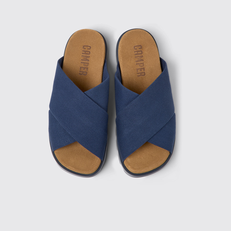 Overhead view of Brutus Sandal Blue recycled cotton sandals for men