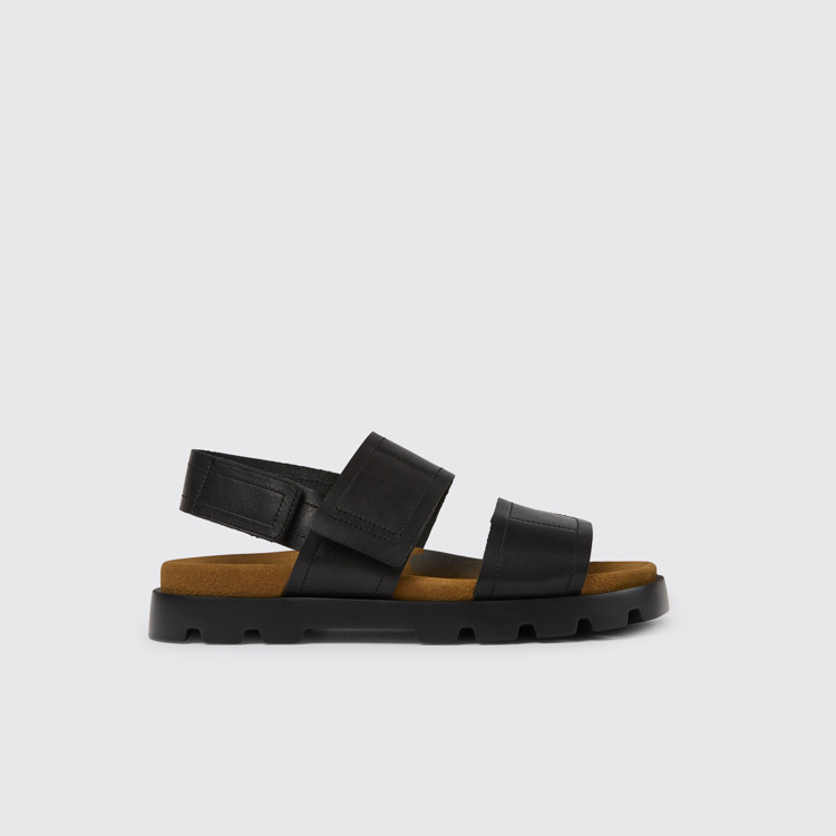 Side view of Brutus Sandal Black leather sandals for men