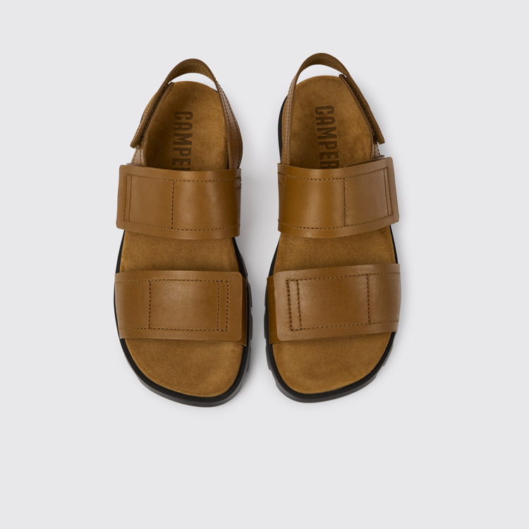 Overhead view of Brutus Sandal Brown leather sandals for men