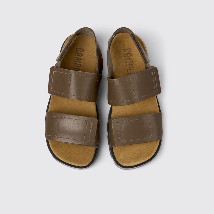 Overhead view of Brutus Sandal Brown leather sandals for men