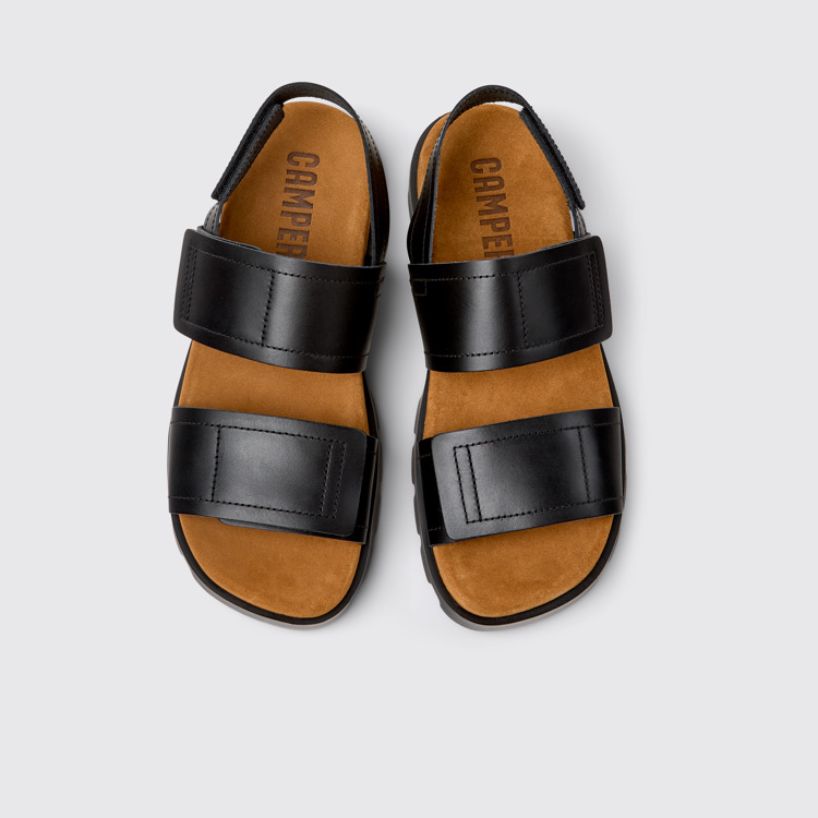 Overhead view of Brutus Sandal Black Leather Men's Sandals.