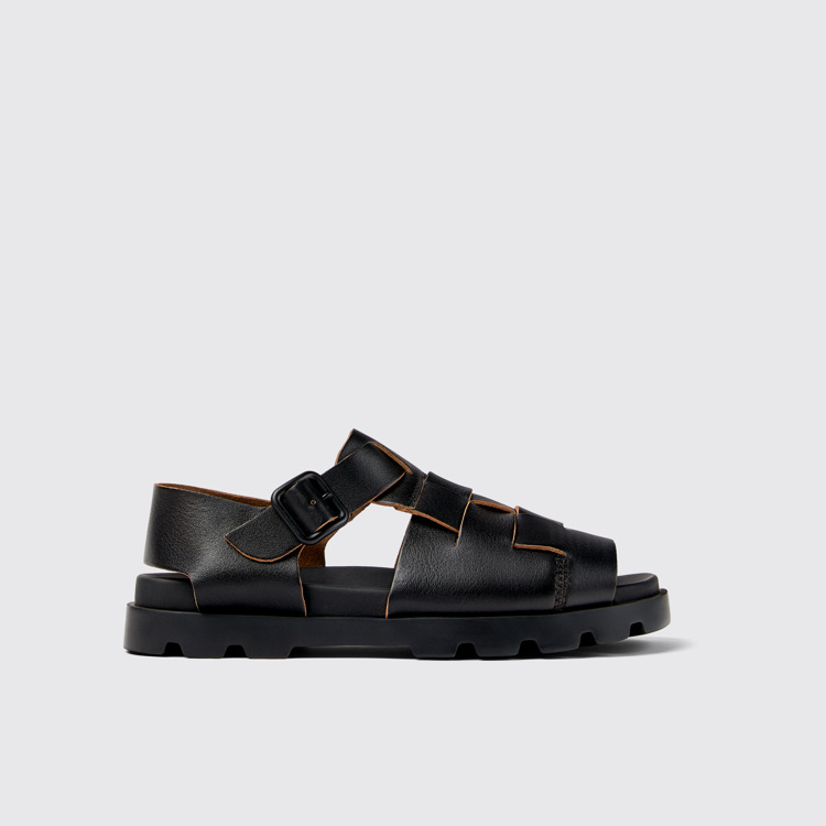 Side view of Brutus Sandal Black Leather Sandal for Men