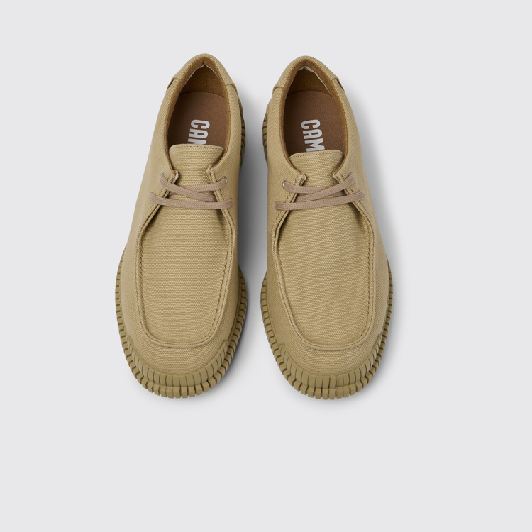 Overhead view of Pix Beige recycled cotton shoes for men