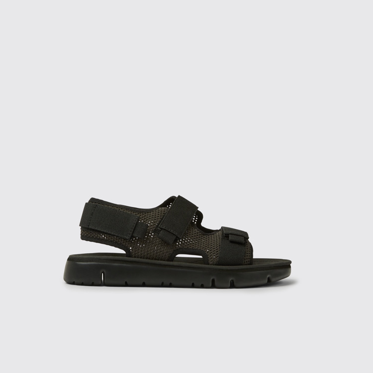 Side view of Oruga Black and grey TENCEL® Lyocell sandals for men