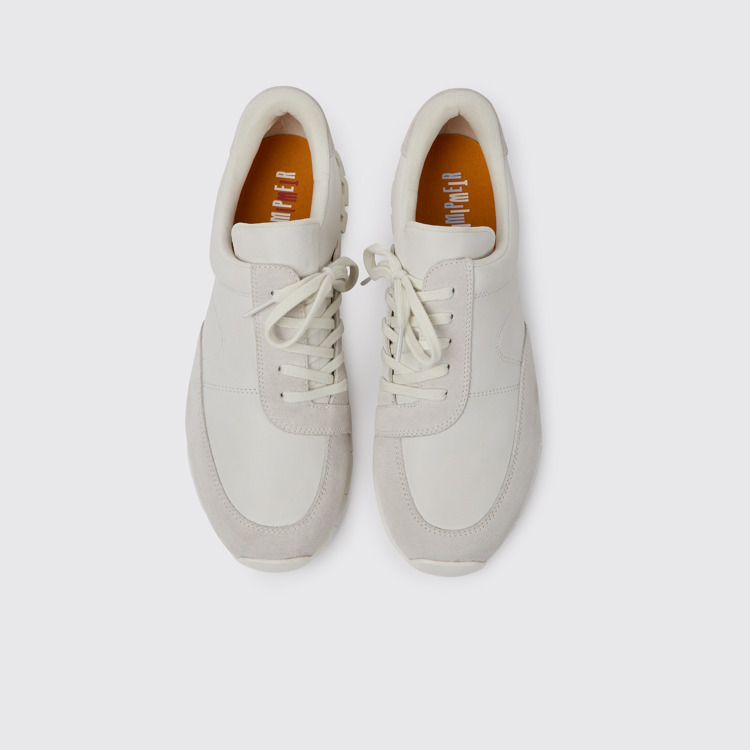 Overhead view of Twins White non-dyed leather sneakers for men