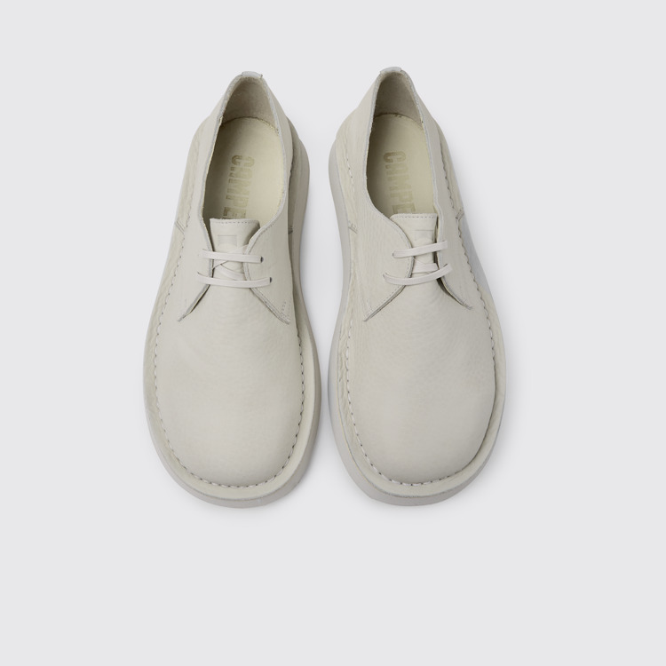 Overhead view of Brothers Polze White leather shoes for men