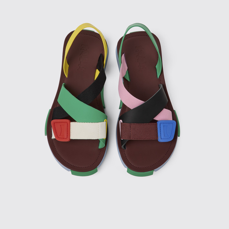 Overhead view of Twins Multicolored leather sandals for men