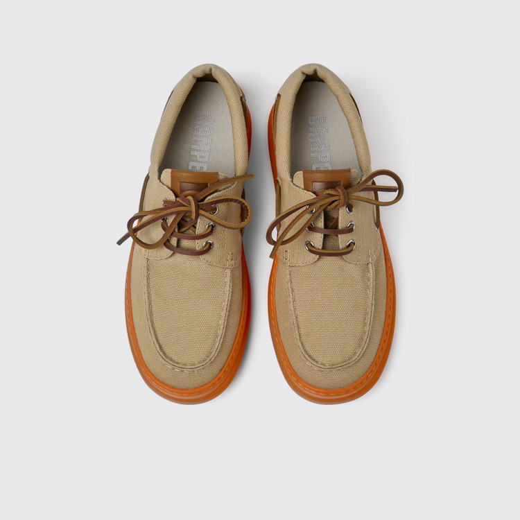 Overhead view of Runner Beige recycled cotton shoes for men