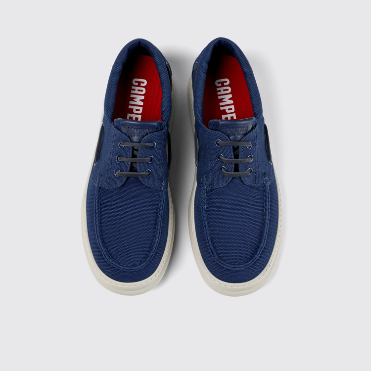 Overhead view of Runner Blue Textile Boat Shoe for Men