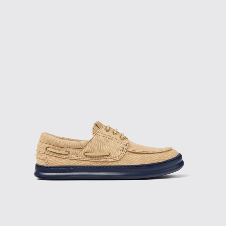 Side view of Runner Beige Textile Boat Shoe for Men