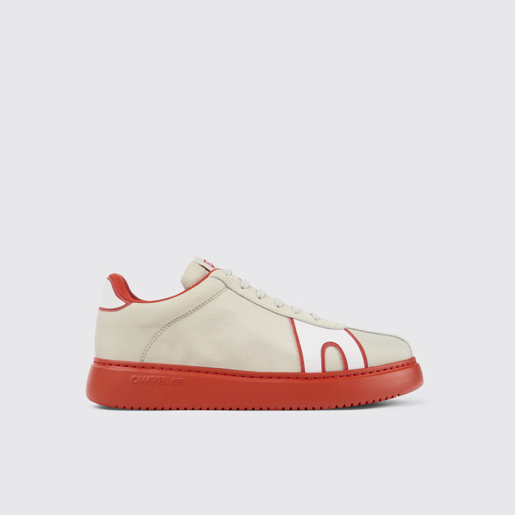 Side view of Runner K21 Gray and red textile and nubuck sneakers for men