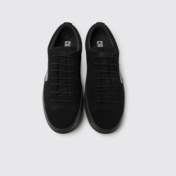 Overhead view of Chasis Black nubuck shoes for men