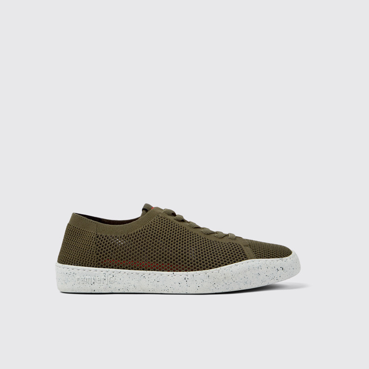 Side view of Peu Touring Green textile sneakers for men