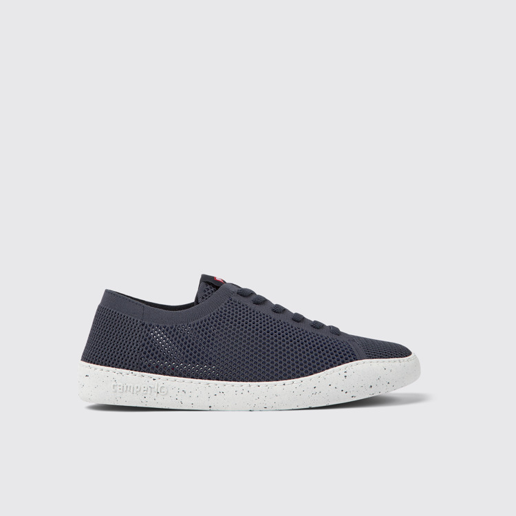 Side view of Peu Touring Blue textile sneakers for men