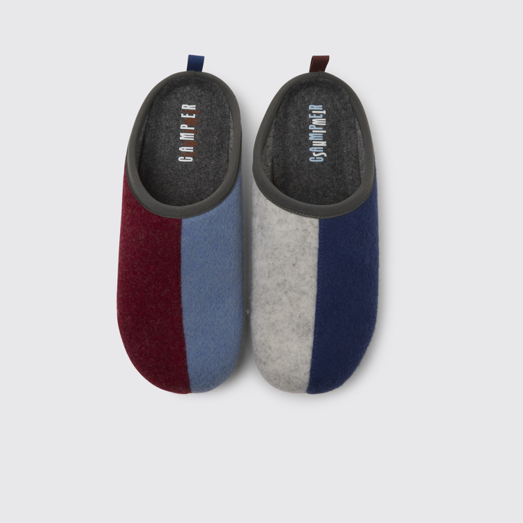 Overhead view of Twins Multicolored wool men’s slippers