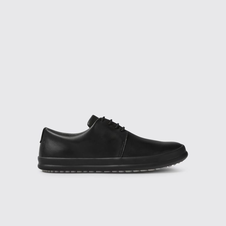 Side view of Chasis Black leather shoes for men