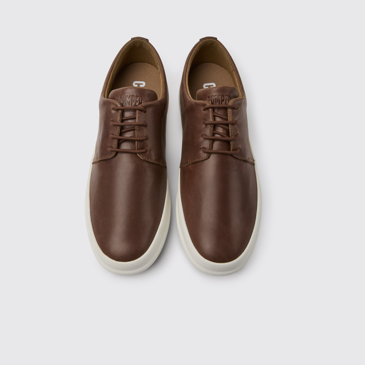 Overhead view of Chasis Brown leather shoes for men