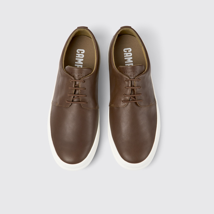 Overhead view of Chasis Brown leather shoes for men