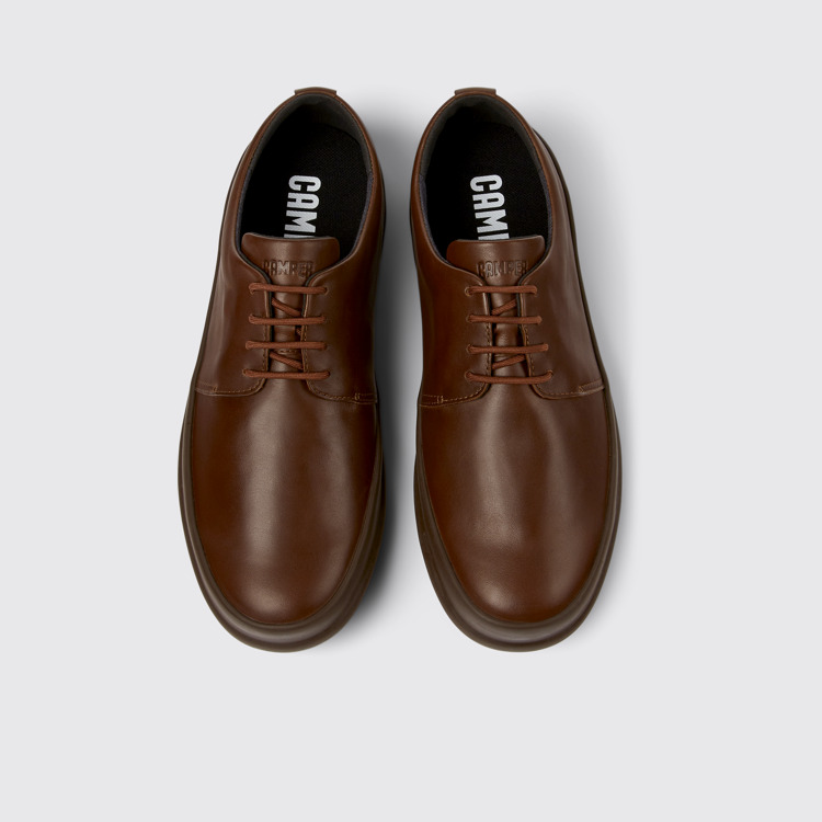 Overhead view of Chasis Brown leather shoes for men