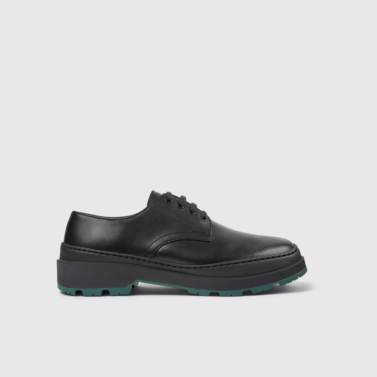 Side view of Brutus Trek Black leather shoes for men