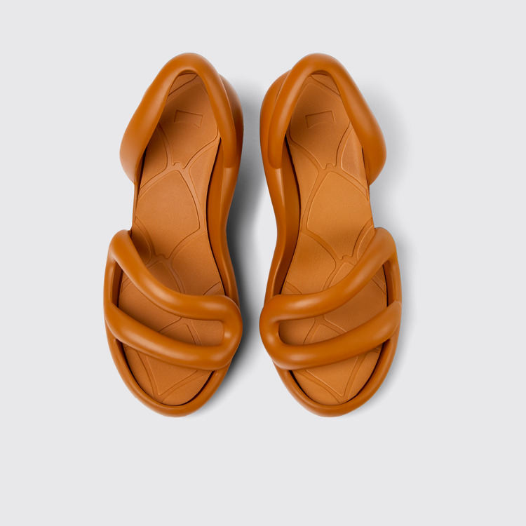 Overhead view of Kobarah Brown unisex sandal