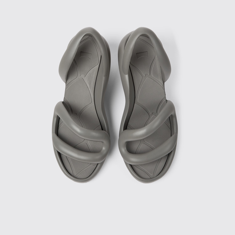 Overhead view of Kobarah Grey unisex sandals