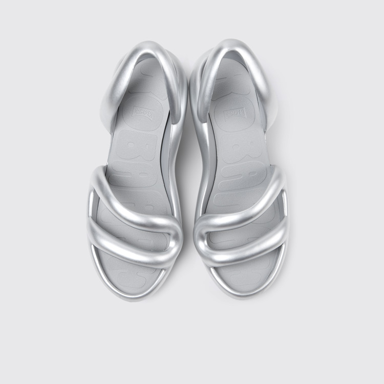 Overhead view of Kobarah Silver Sandals for Men.