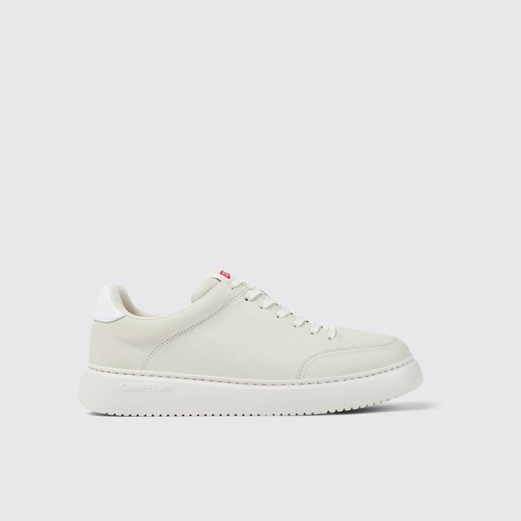 Side view of Runner K21 White non-dyed leather sneakers for men