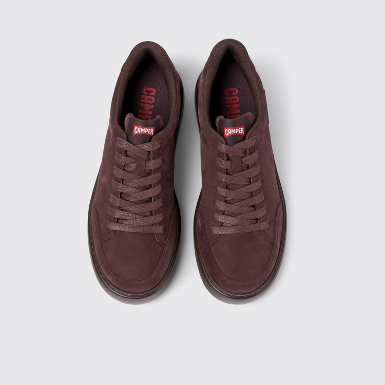 Overhead view of Runner K21 Burgundy nubuck sneakers for men