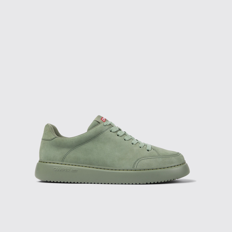 Side view of Runner K21 Green nubuck sneakers for men