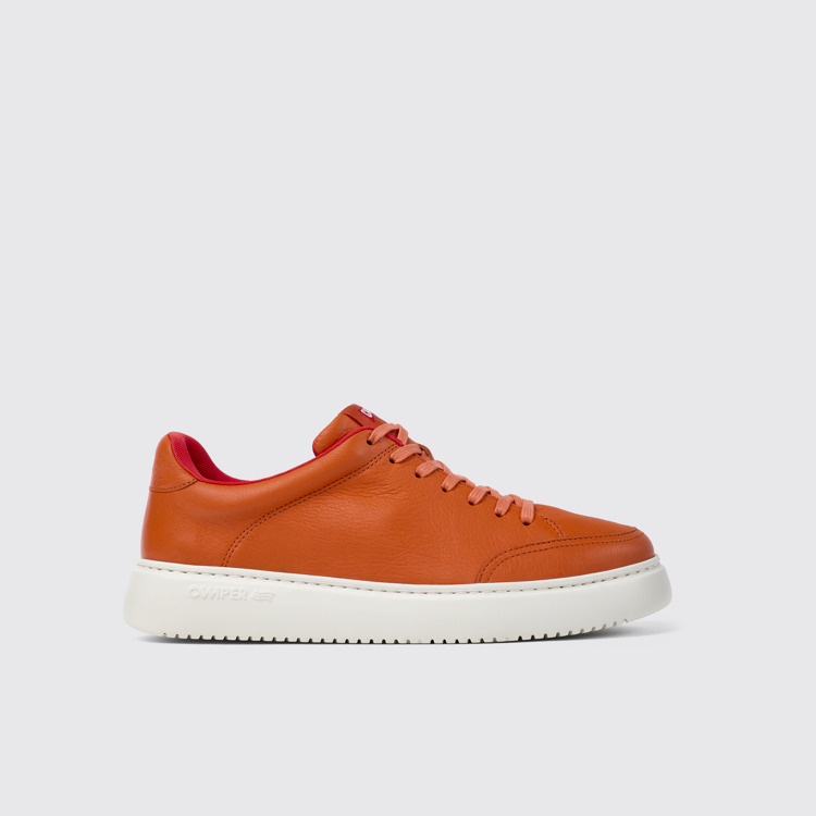 Side view of Runner K21 Orange leather sneakers for men