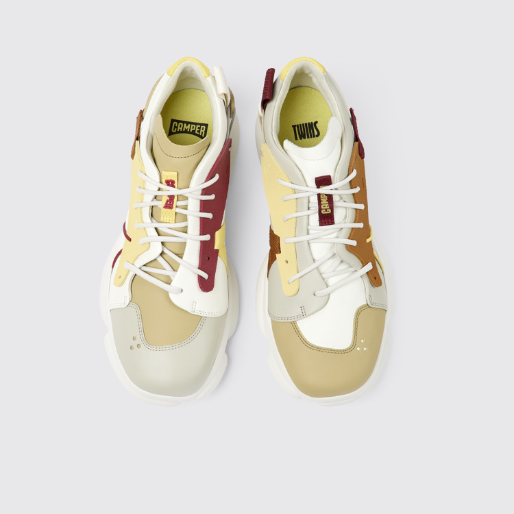 Overhead view of Twins Multicolored leather and textile sneakers for men