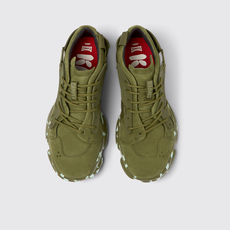 Overhead view of Karst Green Nubuck/Textile Sneaker for Men