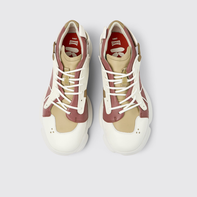 Overhead view of Karst Multicolored Leather/Textile Sneaker for Men