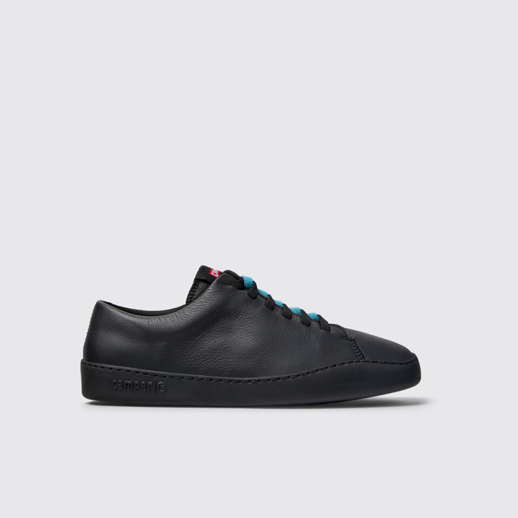 Side view of Twins Black leather sneakers for men